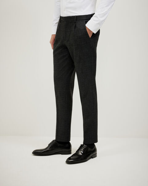 Travel Performance Jersey Check Tailored Pant, Charcoal, hi-res